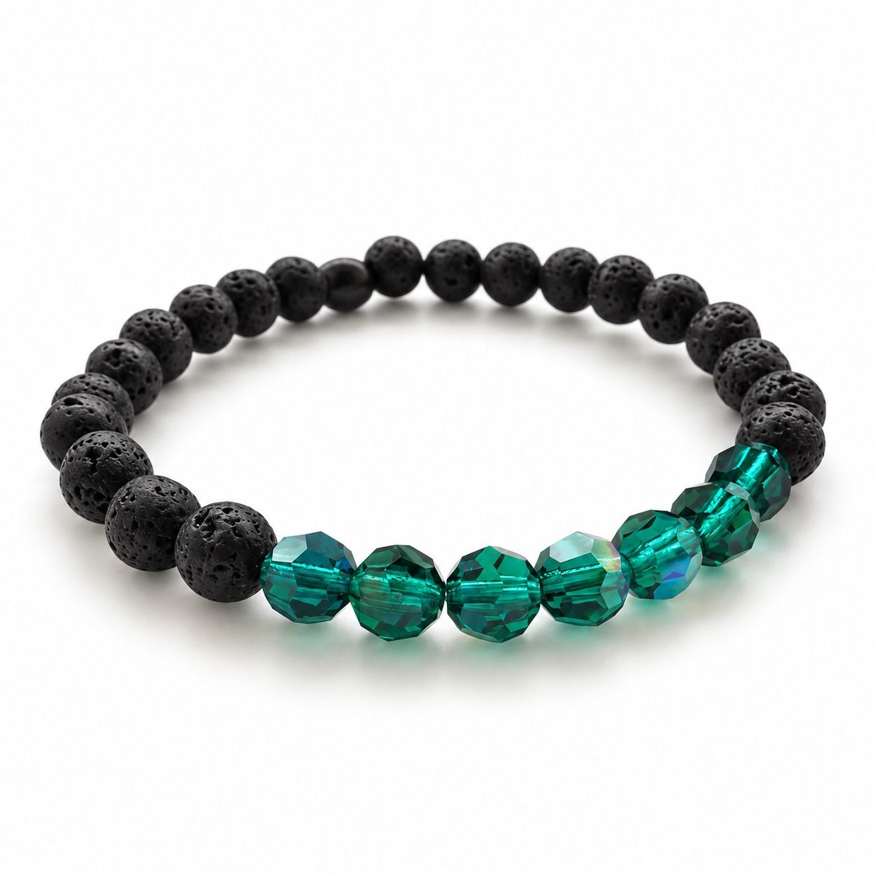 Smaragd AB Armband Klassik Design aus Lava und Swarovski Kristallen
