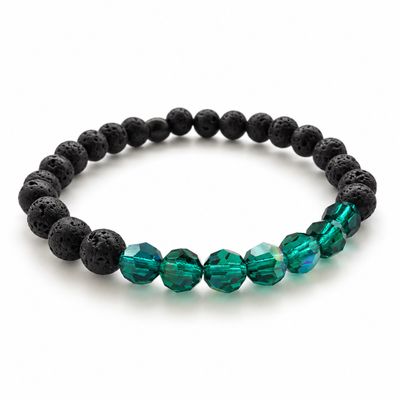 Smaragd AB Armband Klassik Design aus Lava und Swarovski Kristallen