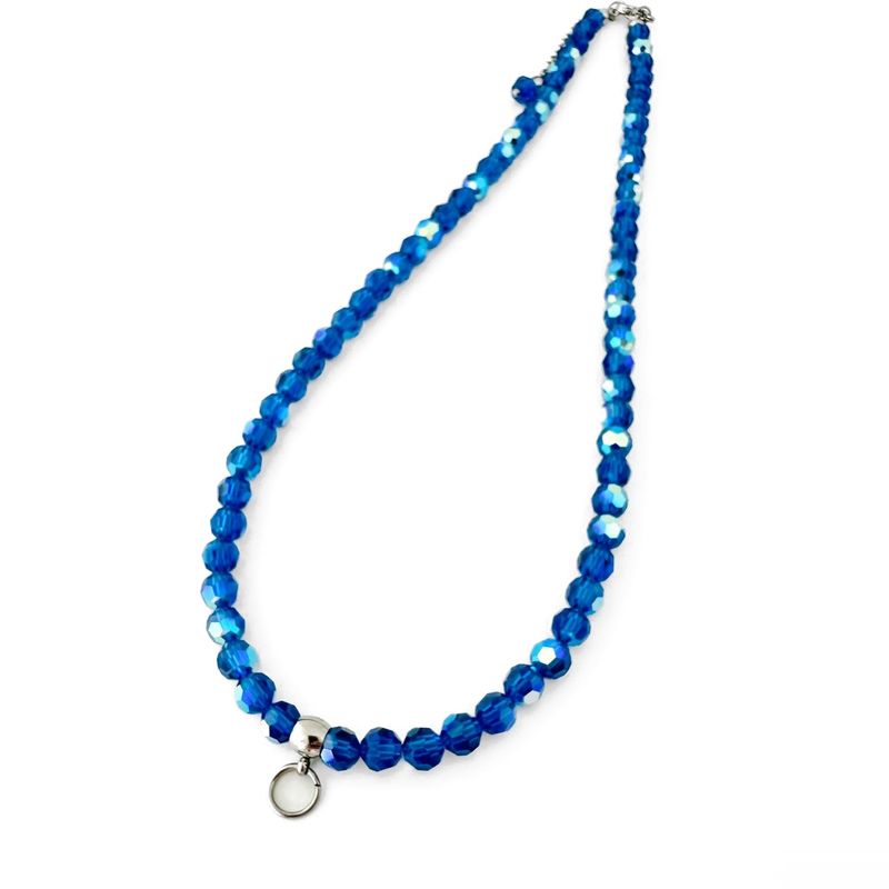 Pur Kette aus Swarovski Kristallen in Capri Blau AB mit Charmhalteröse, Edelstahl Silbergrau