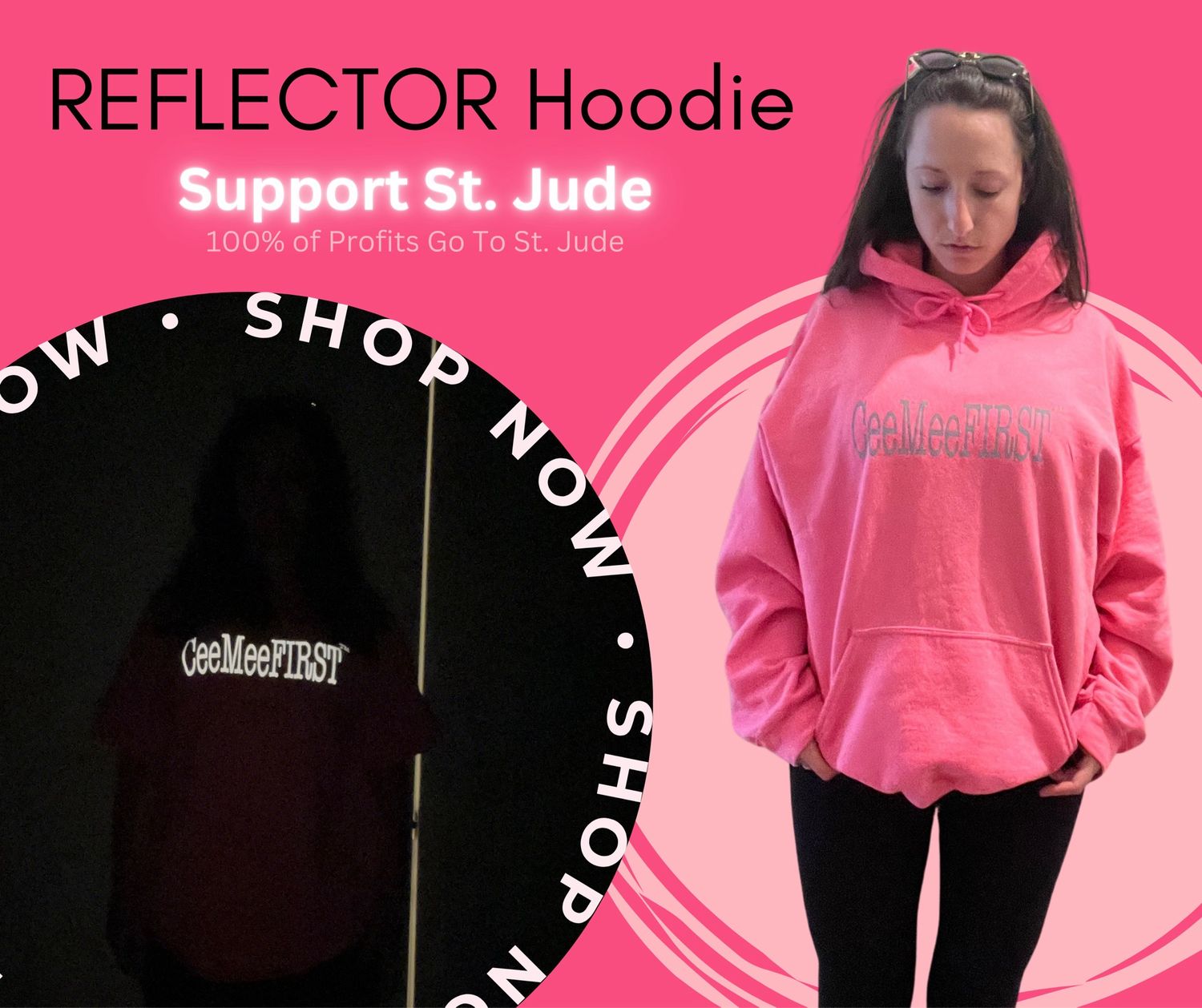 Pink REFLECTOR Hoodie- St. Jude Campaign