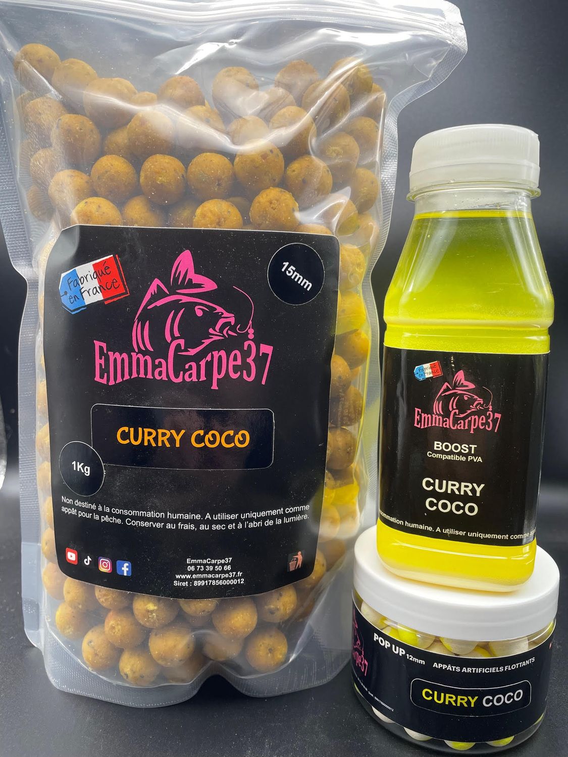 Pack CURRY COCO, Taille: billes 15mm et popup 12mm