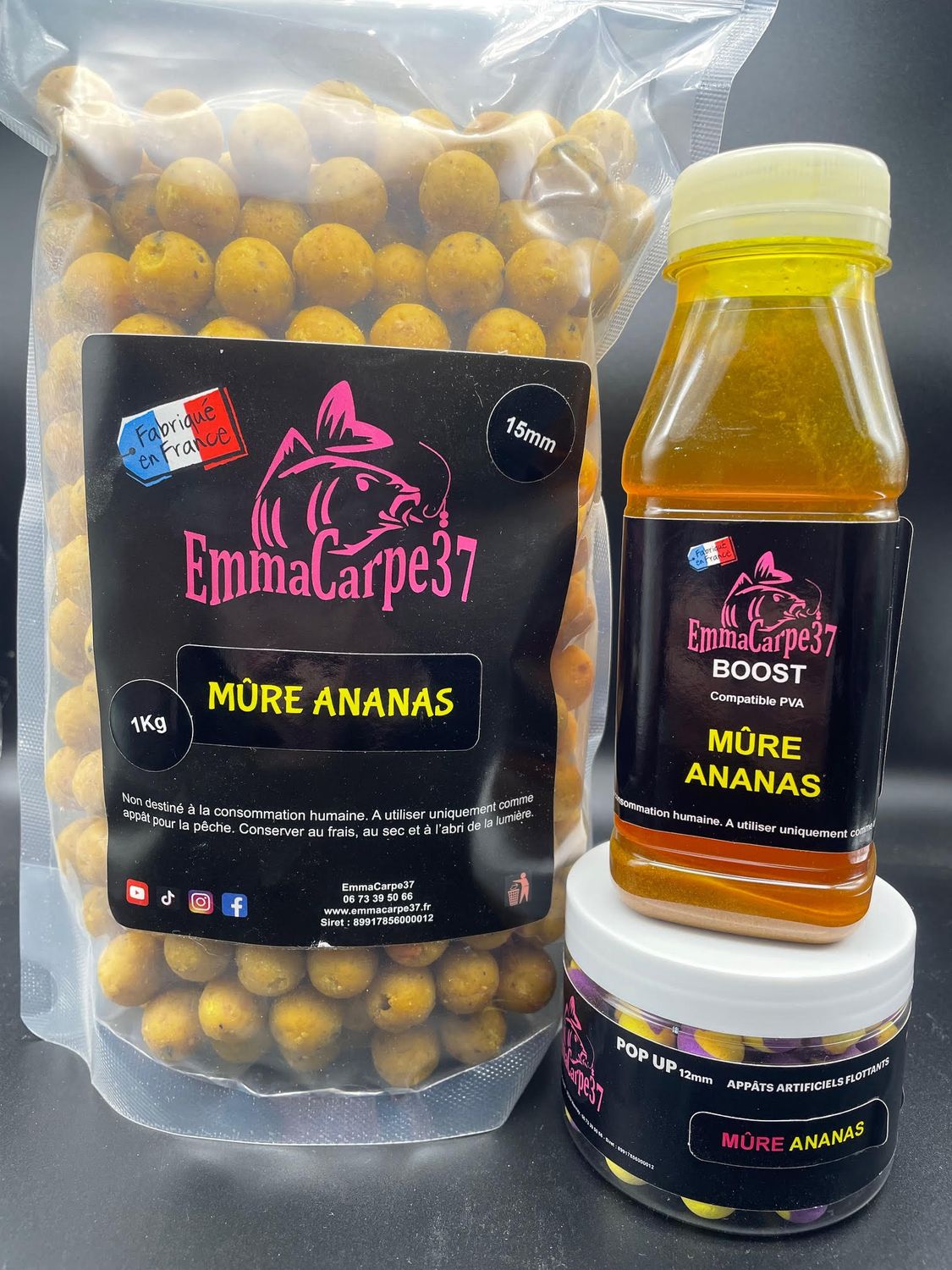 Pack MÛRE ANANAS, Taille: billes 15mm et popup 12mm