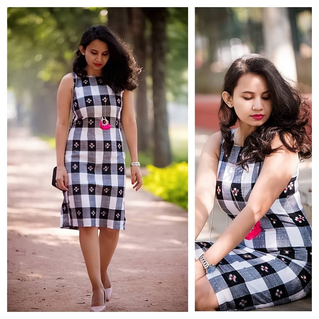 Sambalpuri ikat Sheath Dress Black &amp; White