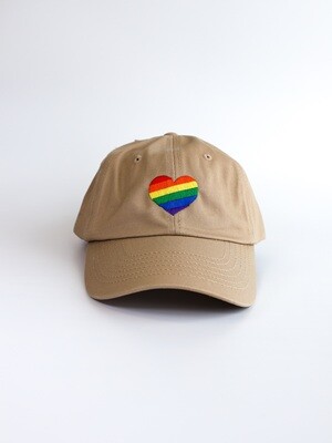 Khaki Rainbow Heart Hat