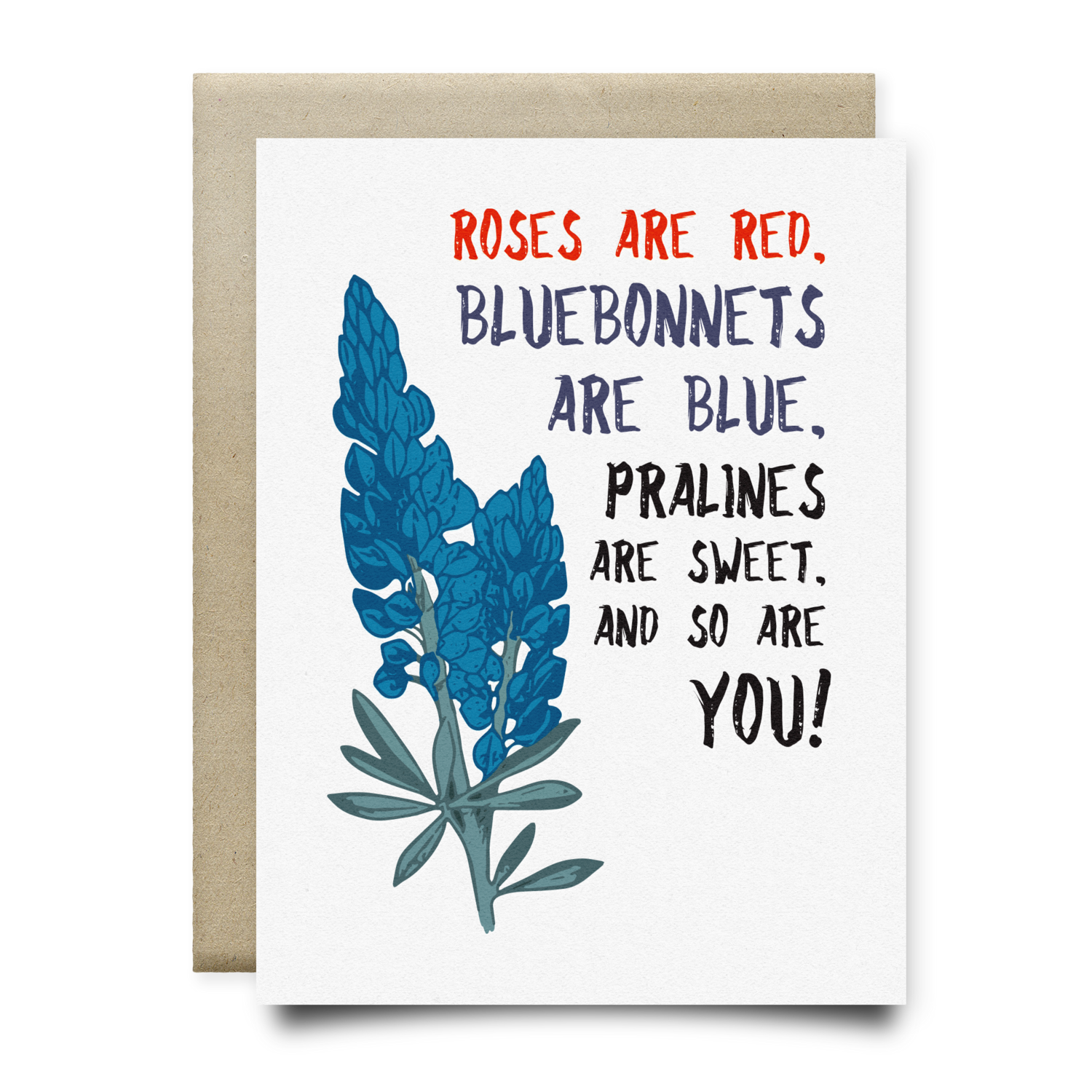 Roses Are Red Bluebonnets Card