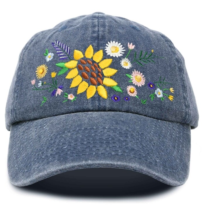 Denim Floral Hat
