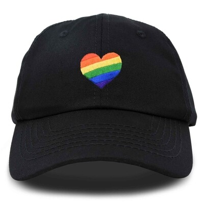 Black Rainbow Heart Hat