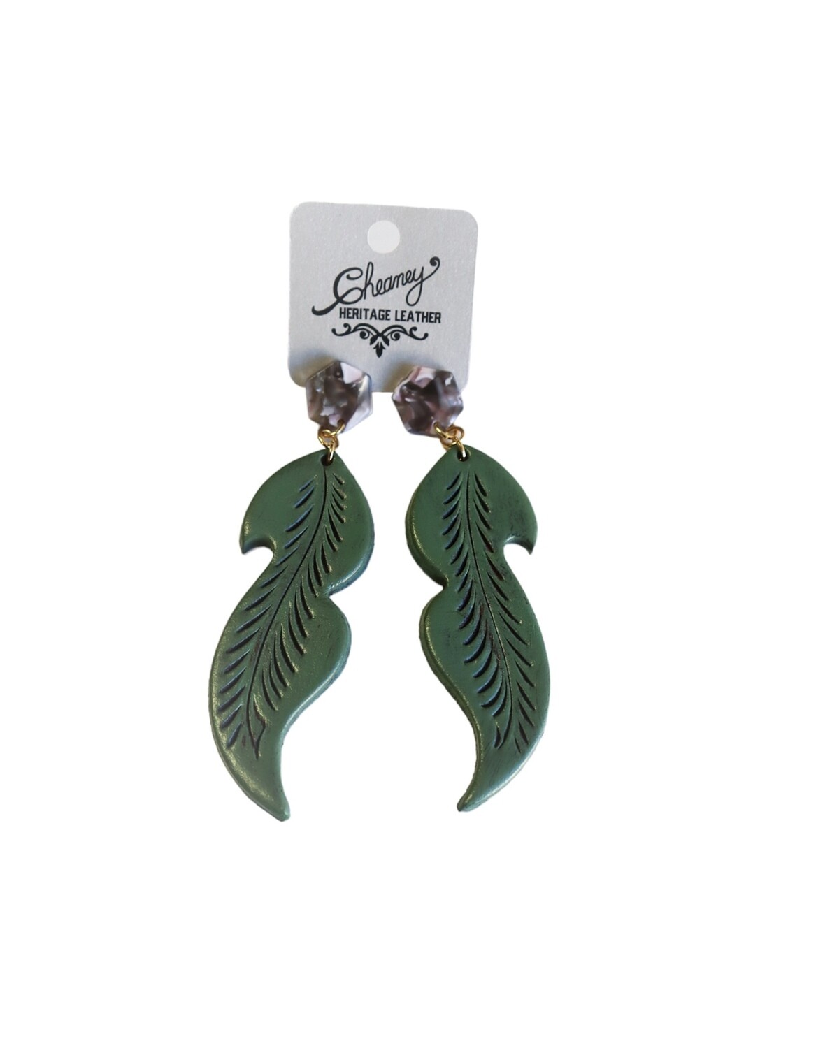Mean Green Feathered Earrings
