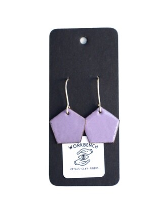 Lavender Enamel Pentagon Earrings