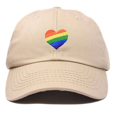 Khaki Rainbow Heart Hat
