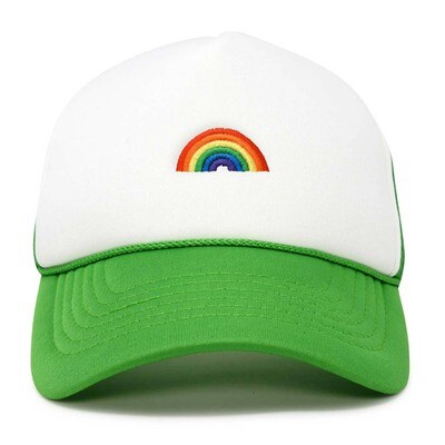 Kelly/White Rainbow Trucker Hat