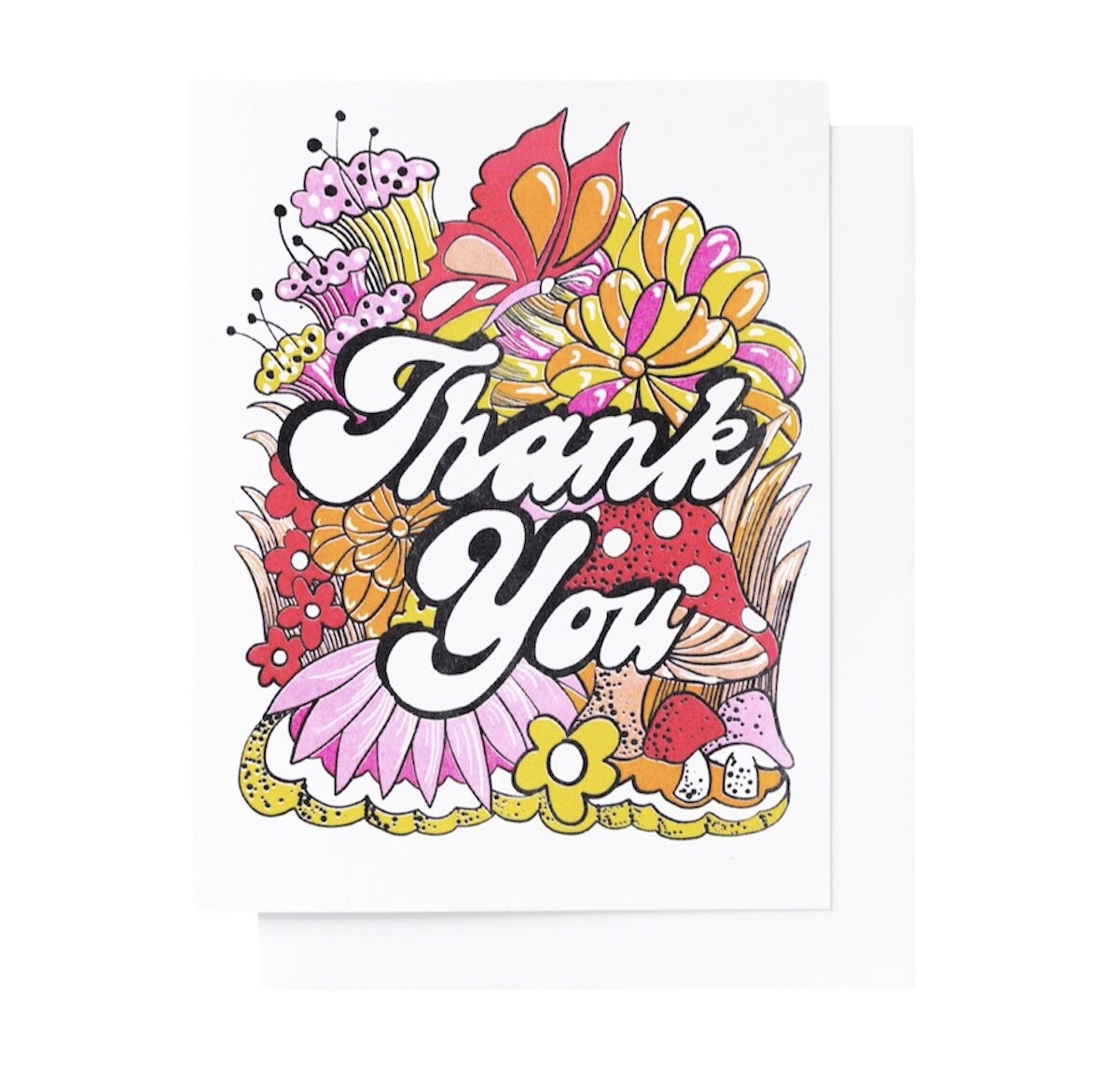 Thank You Floral Risograph Card