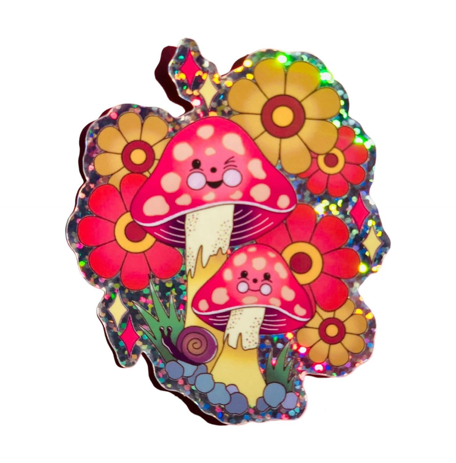 Groovy Mushroom Glitter Sticker