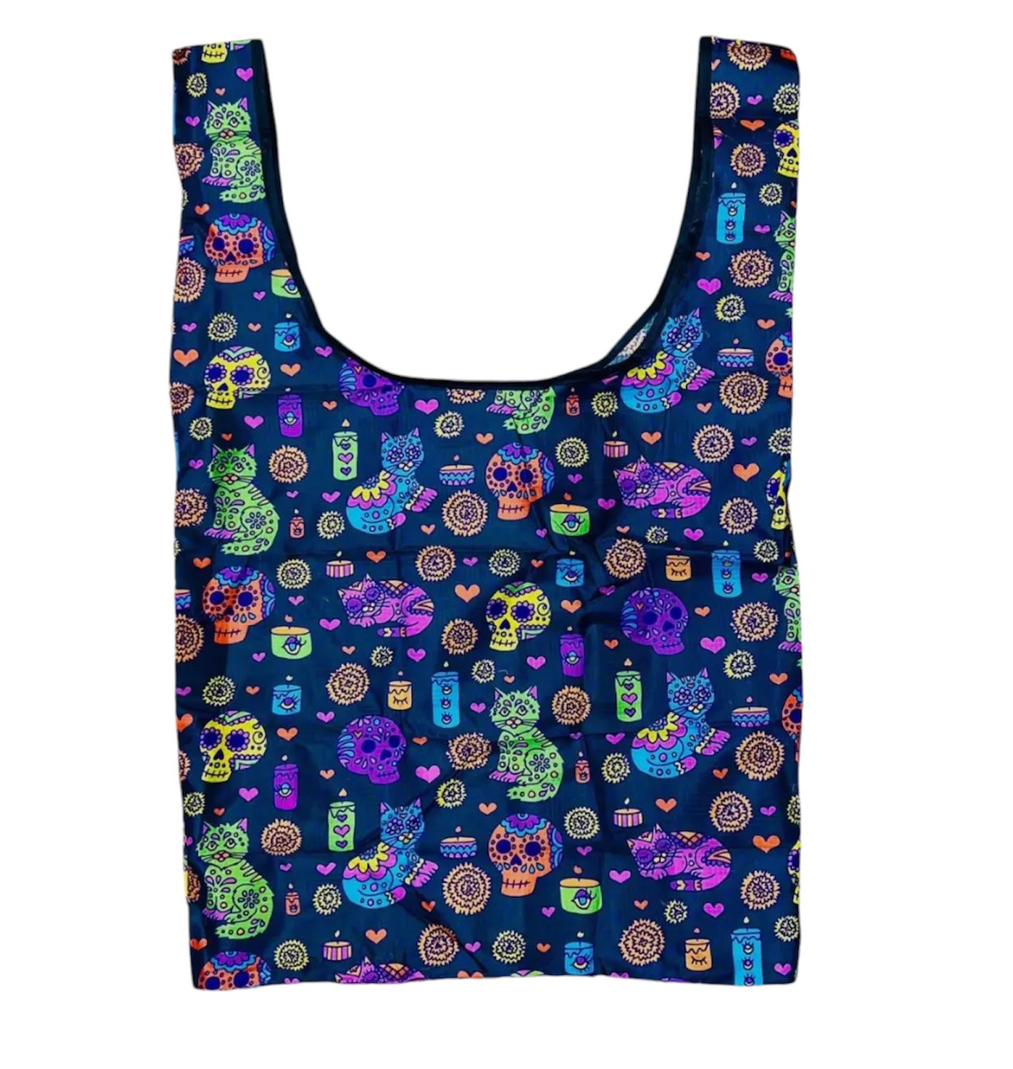 Dia De Los Muerto Kitty Nylon Foldable Tote Bag
