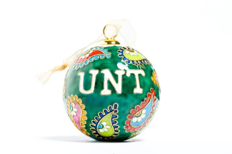 UNT Green Paisley Ornament