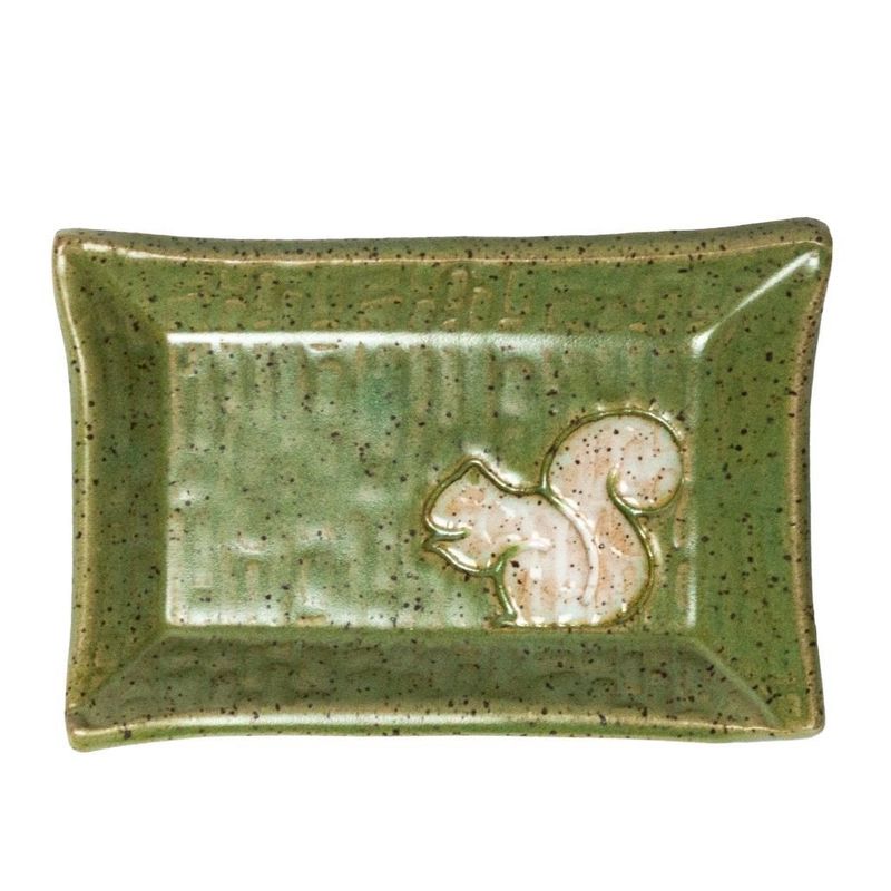 White Squirrel Ceramic Rectangular Trinket Dish