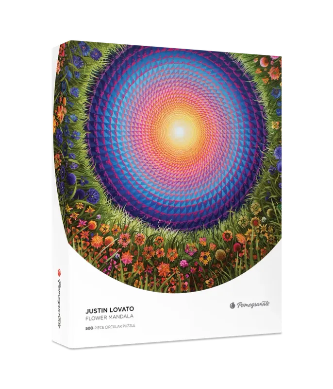 Justin Lovato: Flower Mandala 500-Piece Circular Jigsaw Puzzle