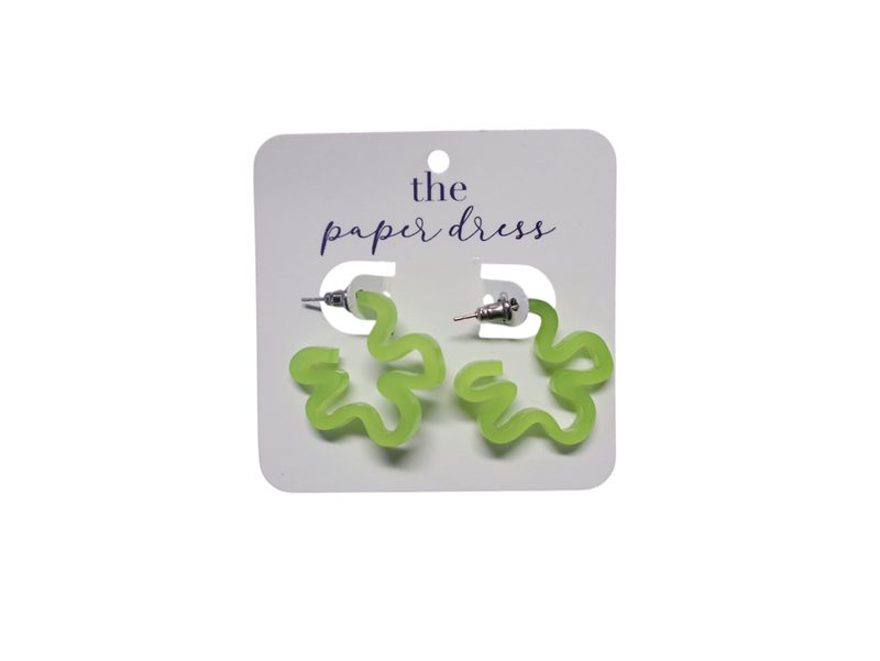 Lime Green Doodle Earrings