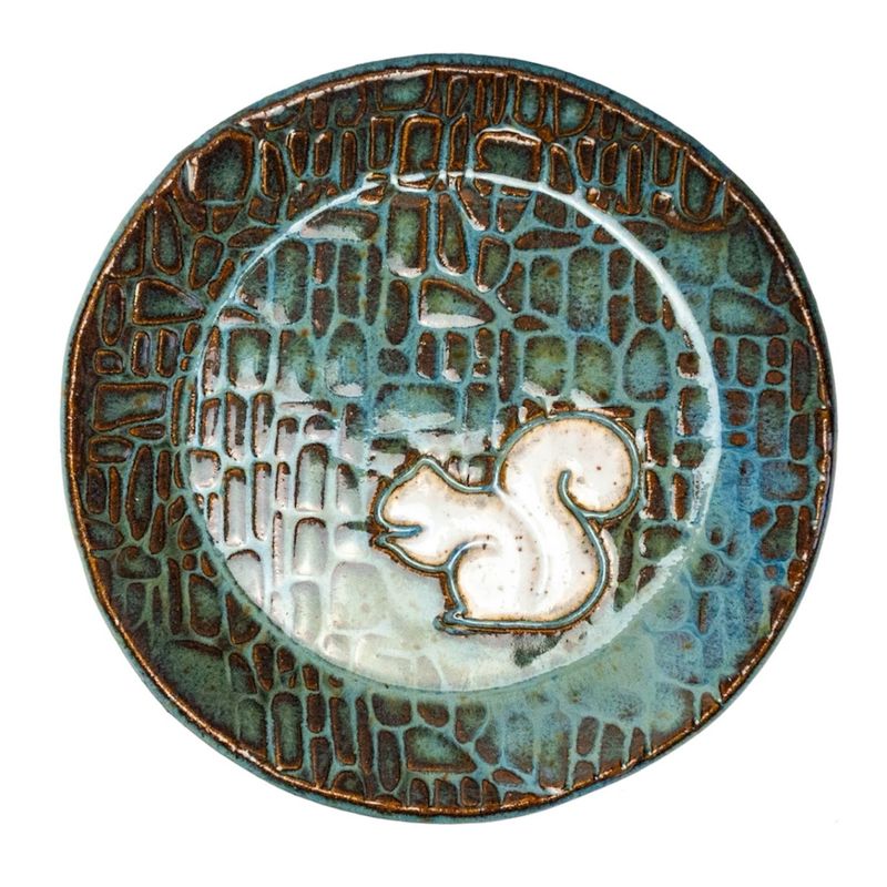 White Squirrel Ceramic Round Trinket Dish