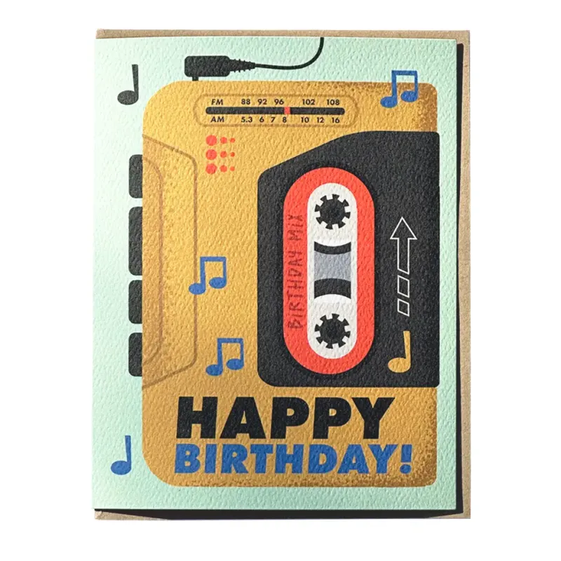 Happy Birthday Card - Cassette Player