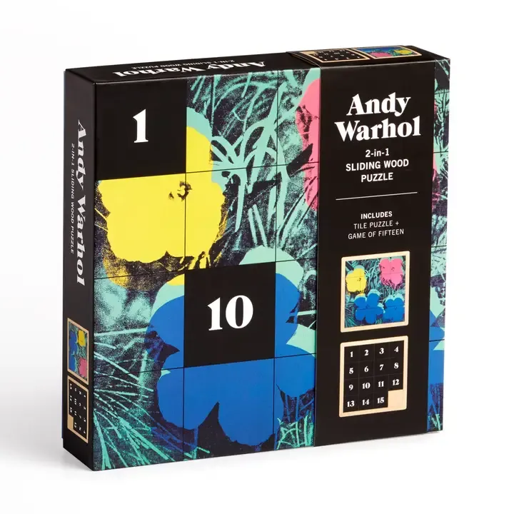 Andy Warhol Flowers 2-in-1 Sliding Wood Puzzle