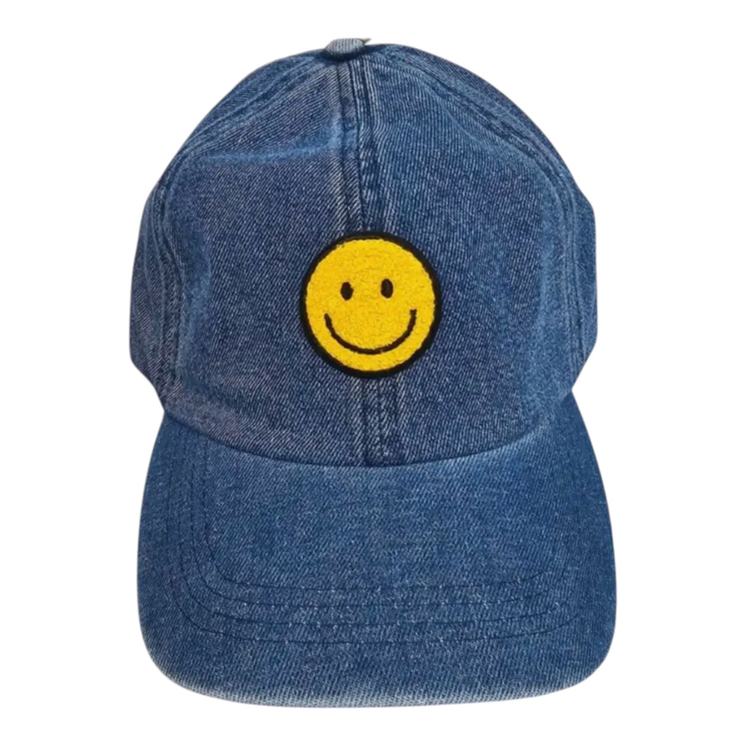 Chenille Smiley Face Wool touch Baseball Cap - DM/YEL