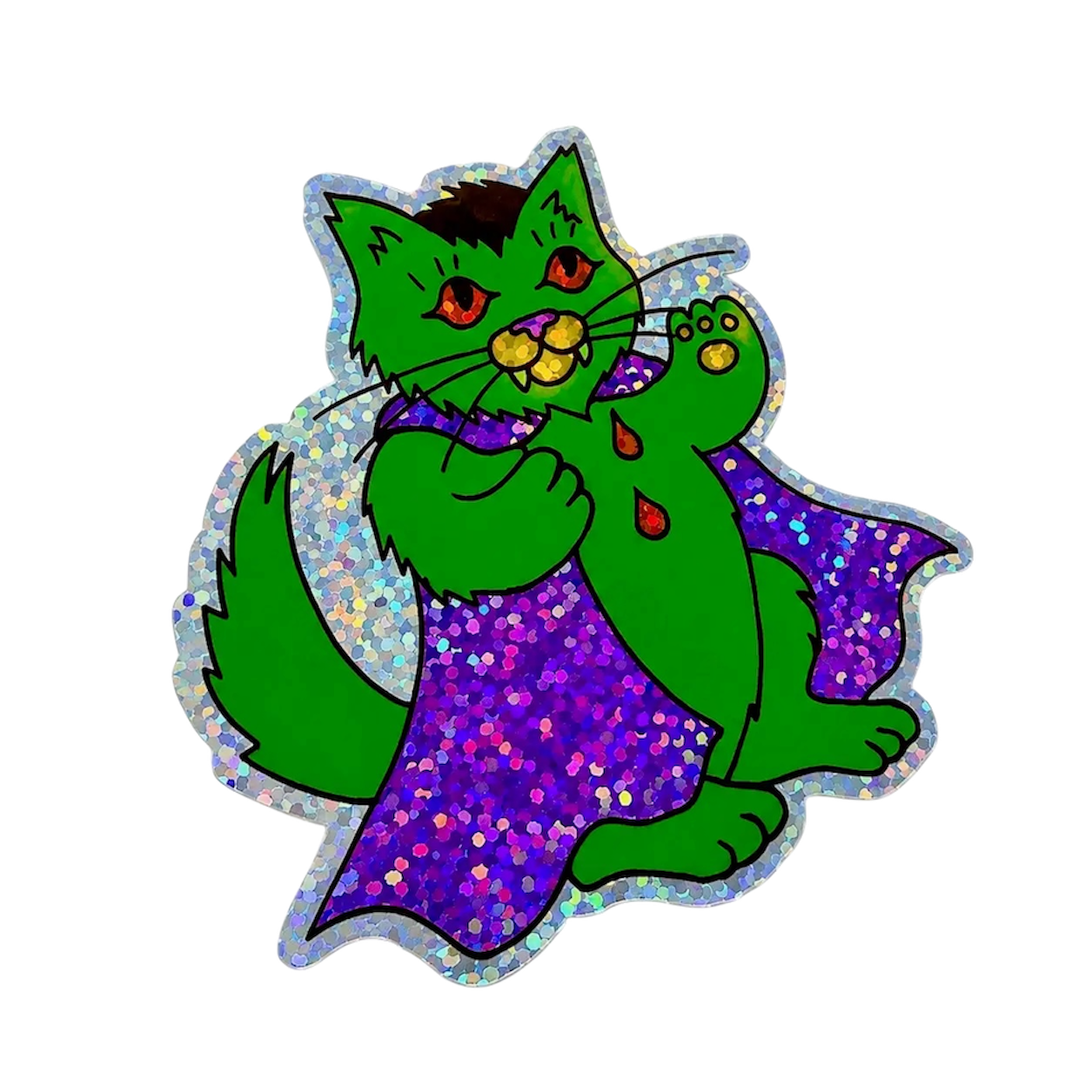 Halloween Kitty Glitter Stickers  - Vampire Kitty