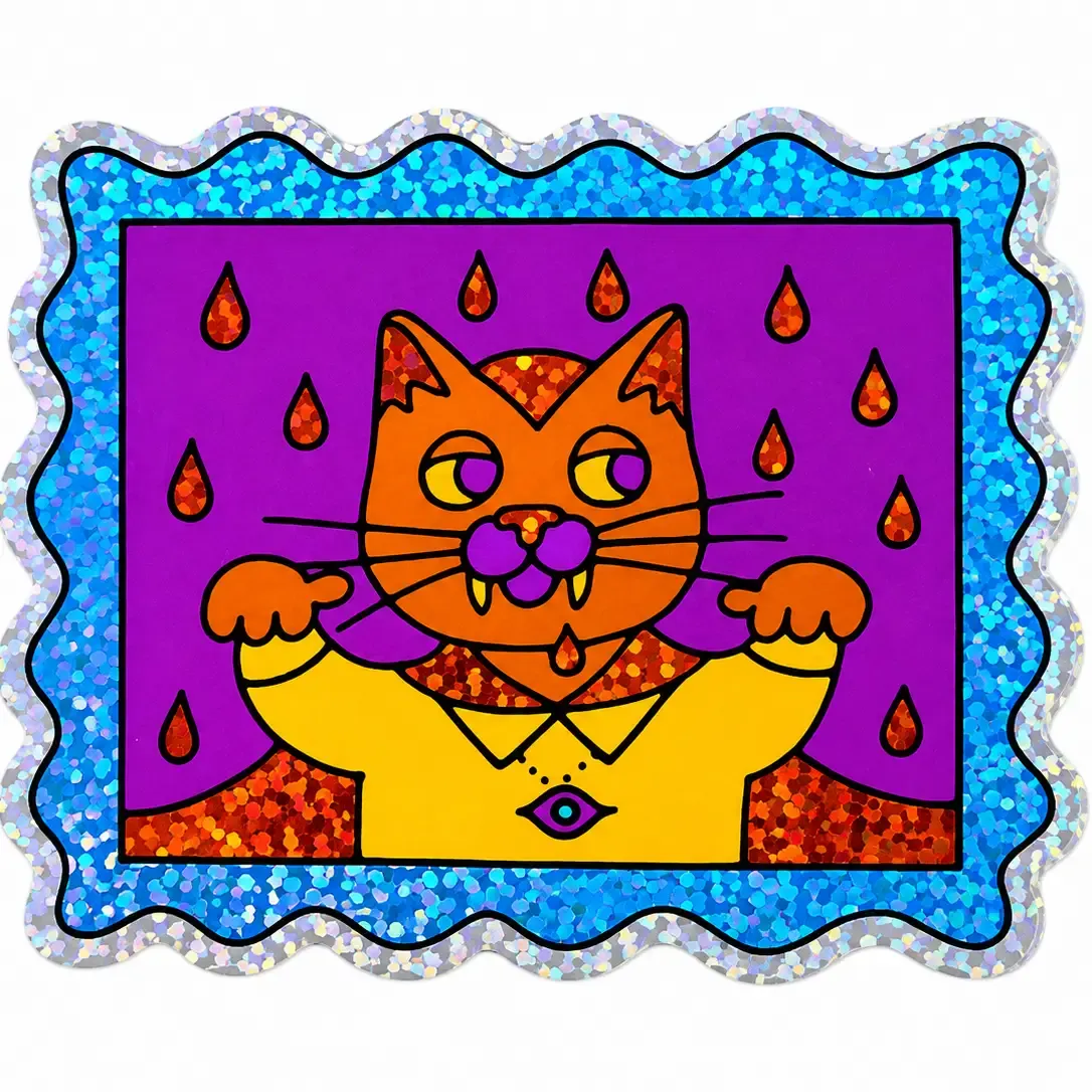 Spooky Portrait Paws Glitter Stickers  - Vampire Kitty