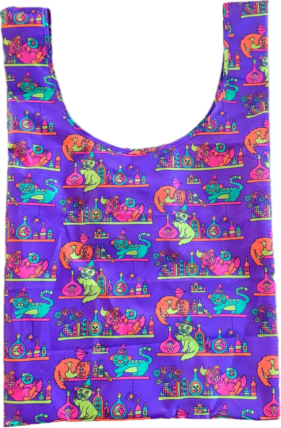 Apothecary Kitty Nylon Foldable Tote Bag