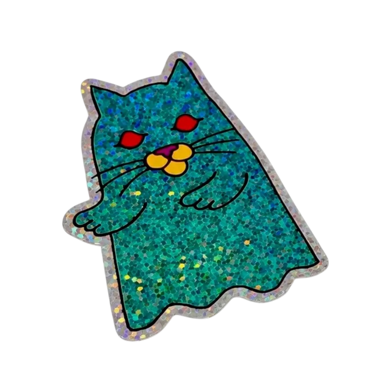 Halloween Kitty Glitter Stickers  - Ghost Kitty