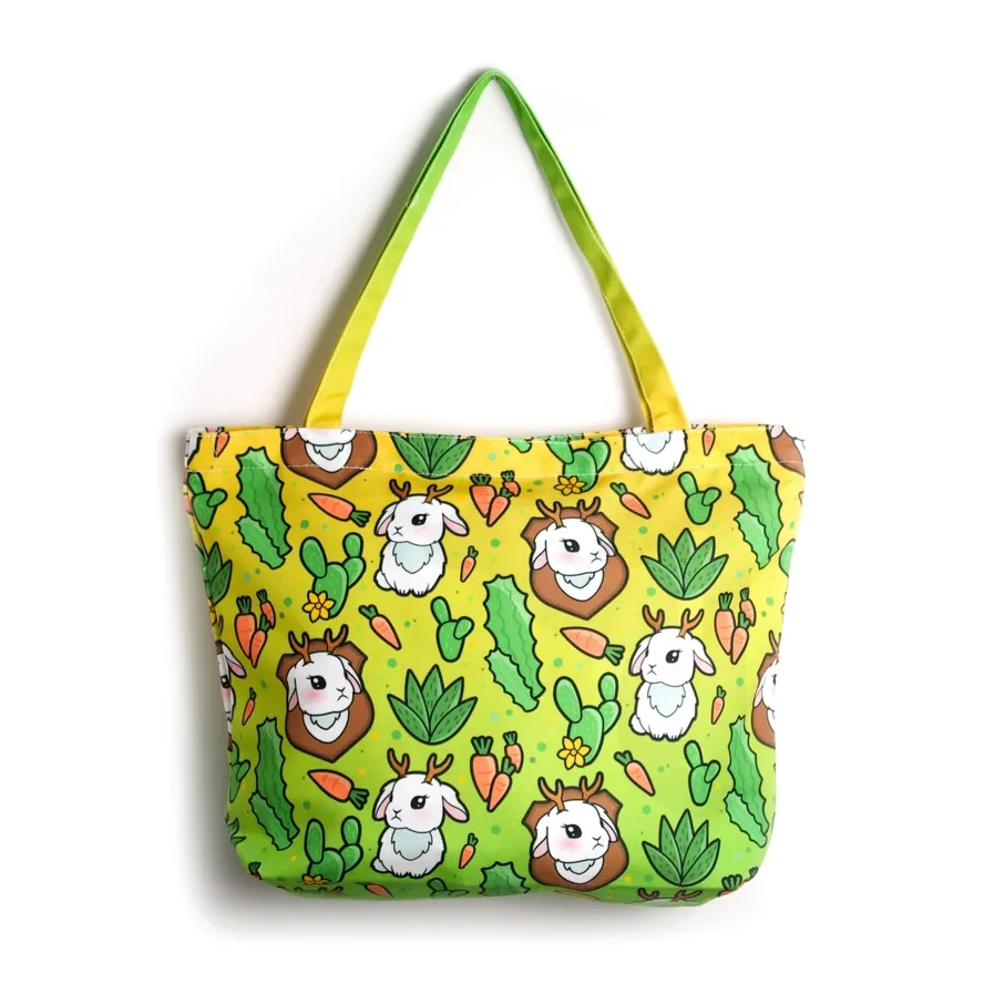 Jackalope Tote Bag - Zippered Pocket | Washable | Med Sized