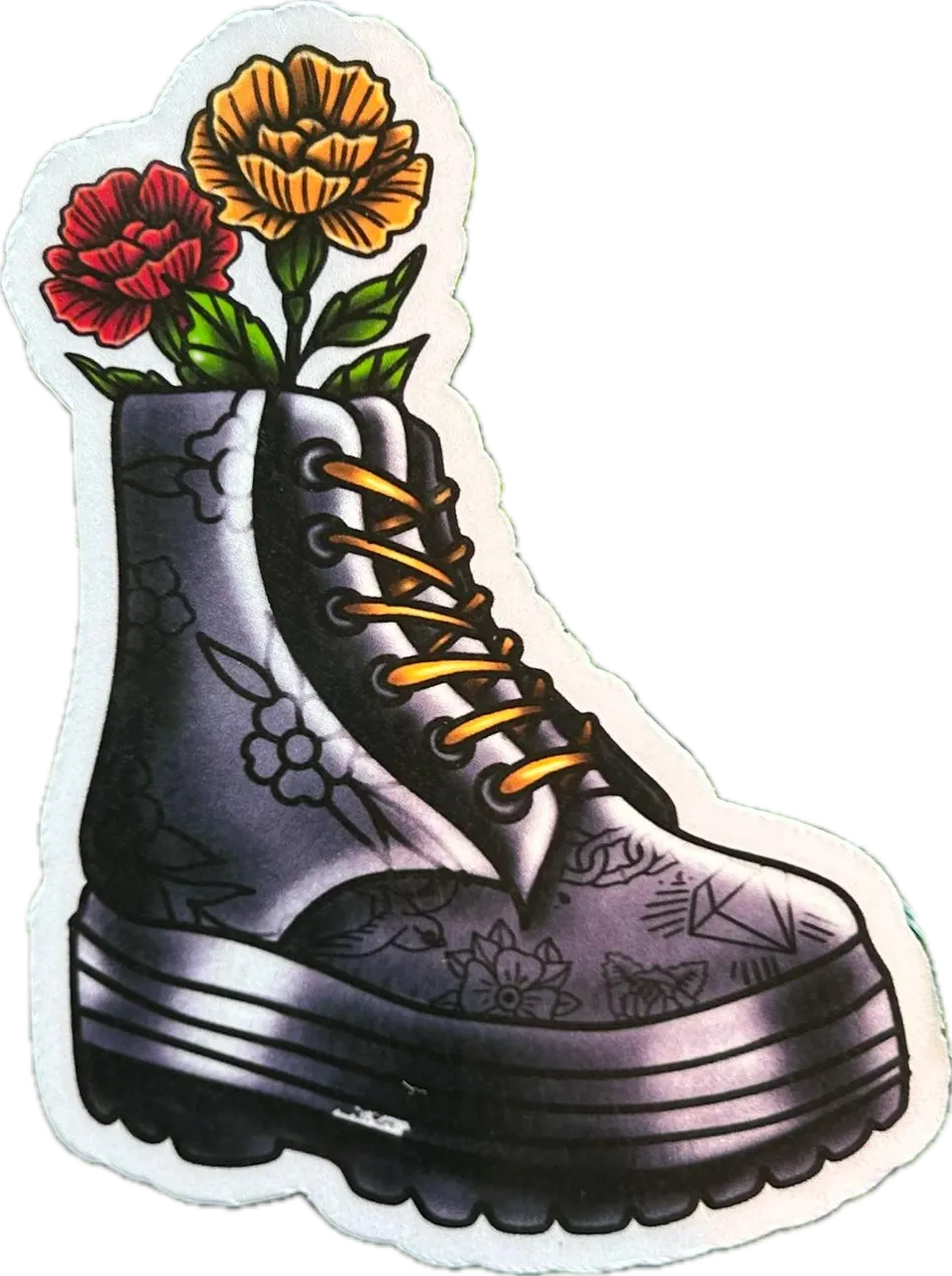 Boots &amp; Flowers Sticker