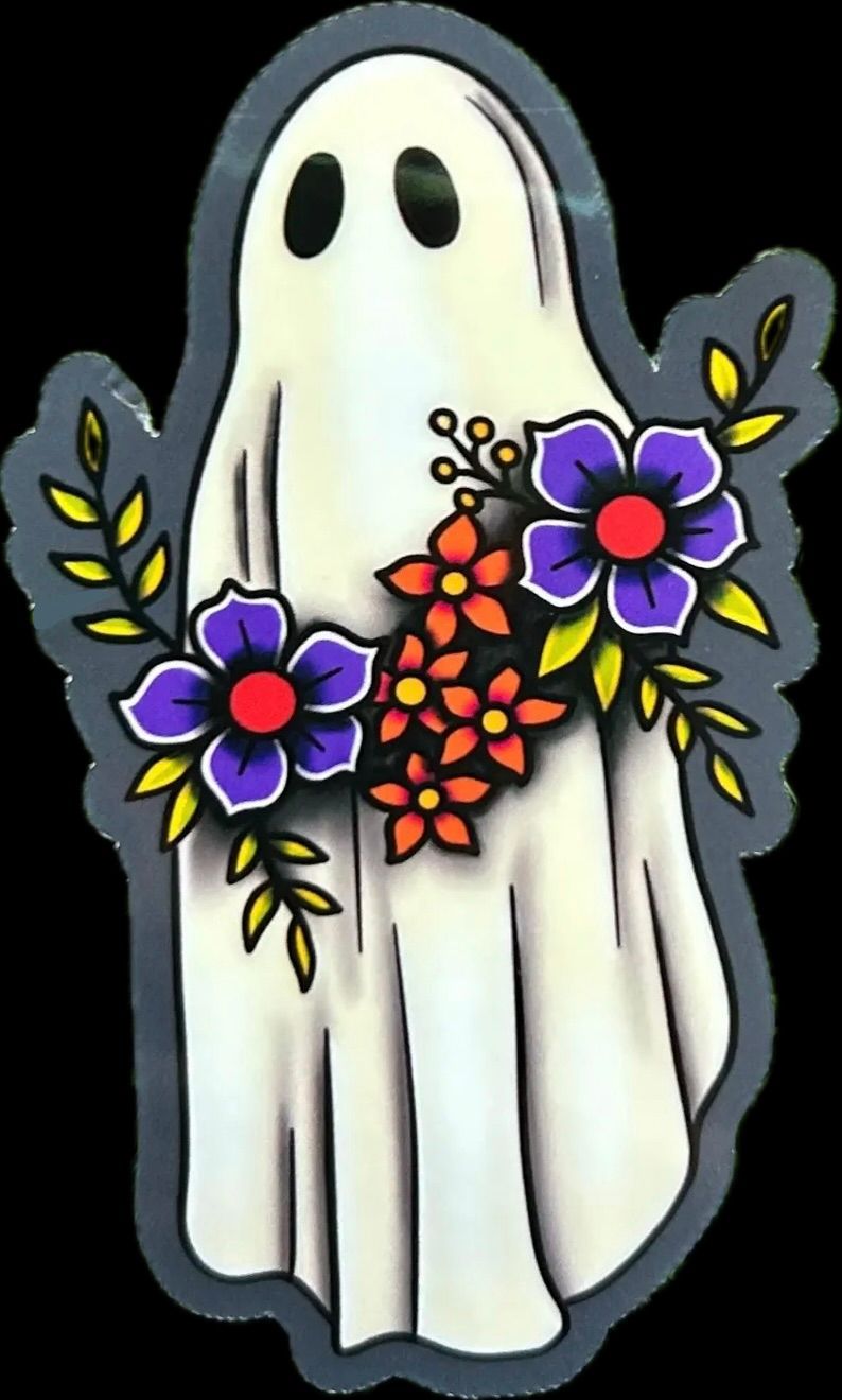 Floral Ghost Vinyl Sticker