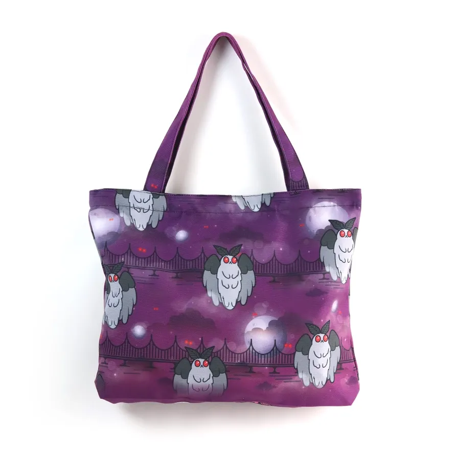 Mothman Tote Bag - Zippered Pocket | Washable | Medium Sized