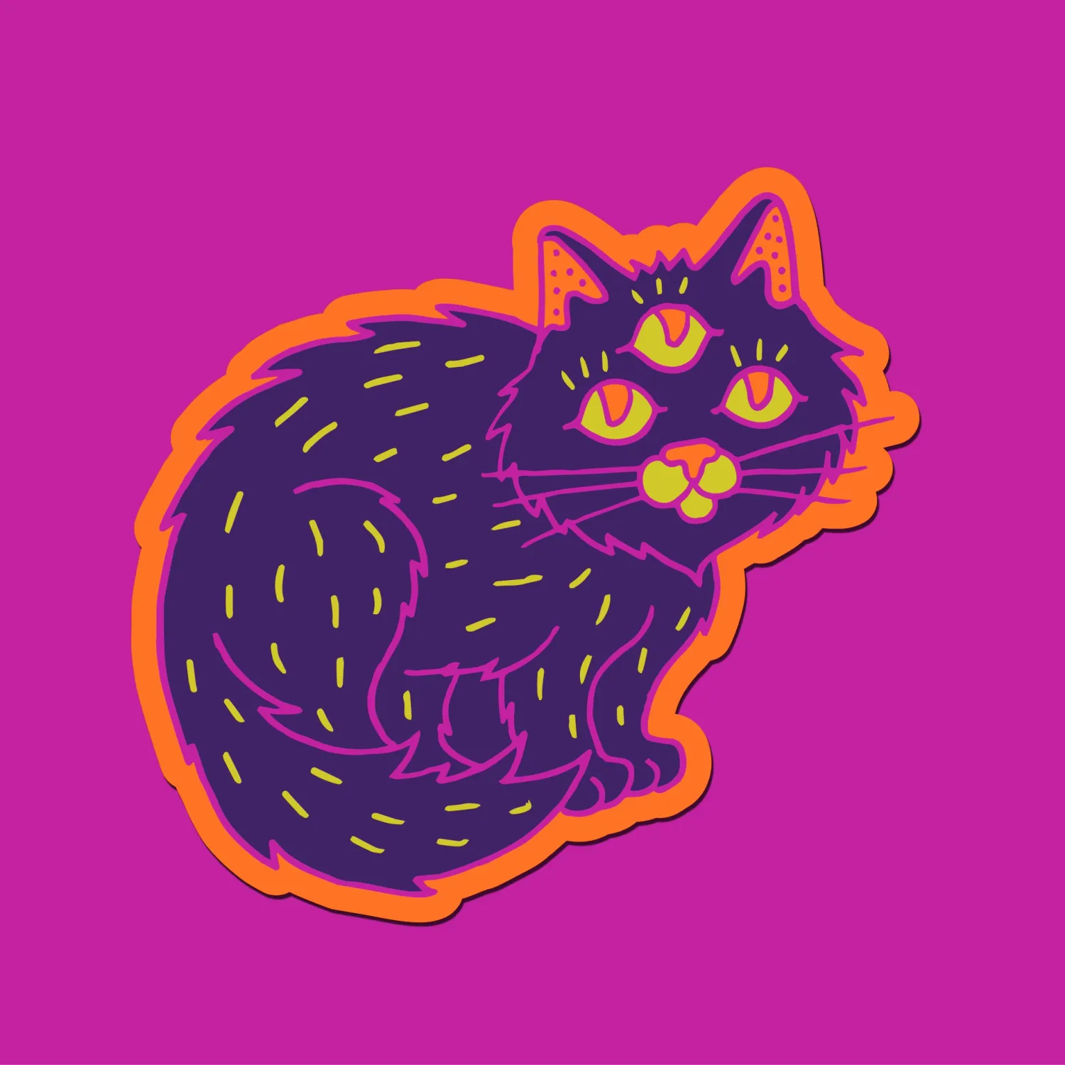 Three Eyed Black Cat Sticker