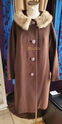 Vintage Wool Coat with Fur Collar