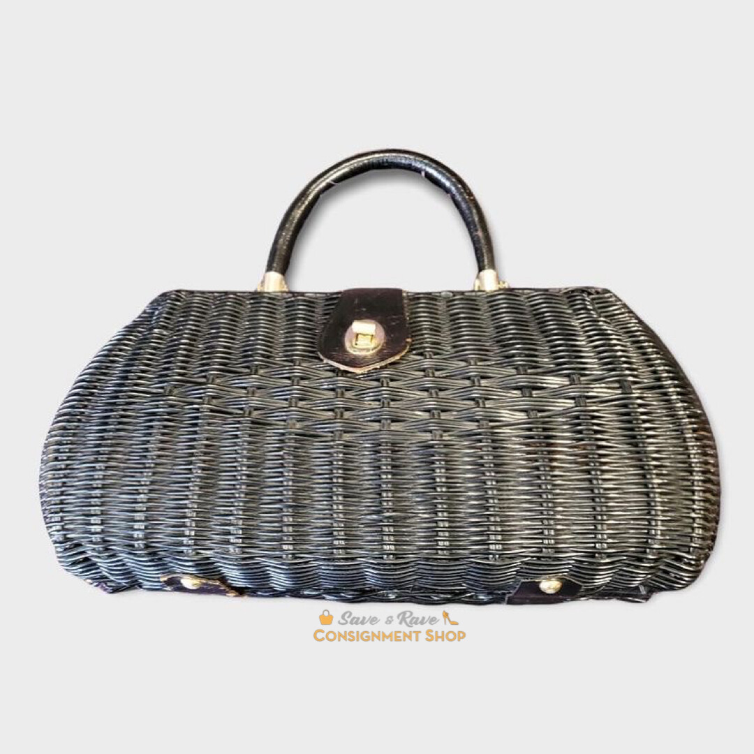 Vintage Basket Weave Top Handle Bag