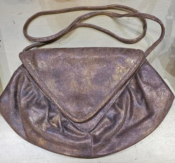 Vintage Bronze Leather Flap Crossbody
