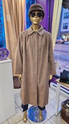 Vintage Women’s Brown Wool Tweed Walking Coat