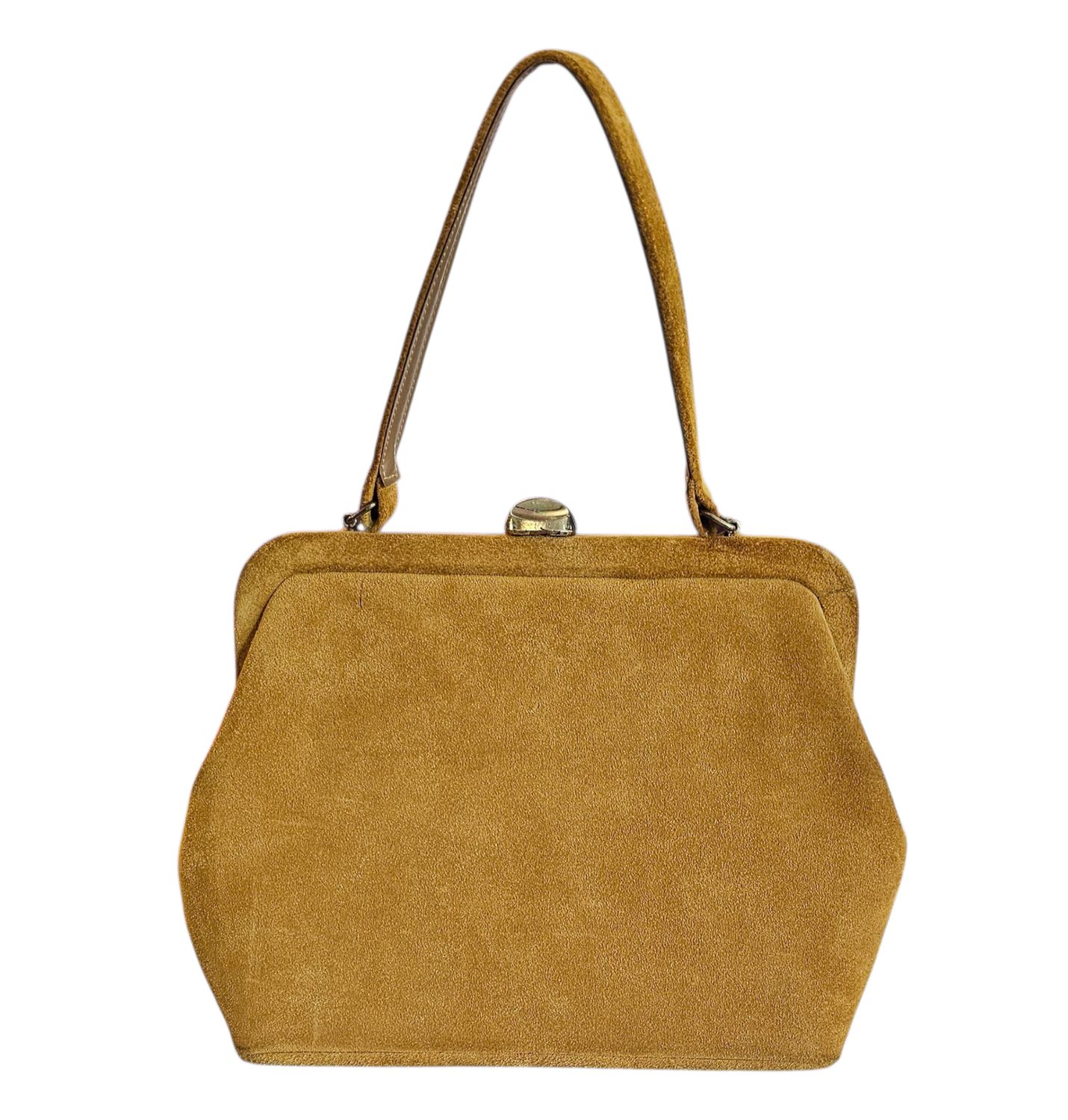 Vintage Mustard Suede Snap Close Top Handle Handbag