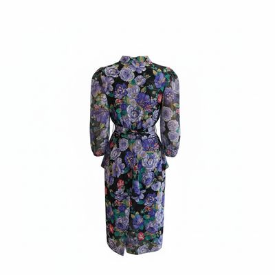 Vintage Floral Sheer Pepulum Dress