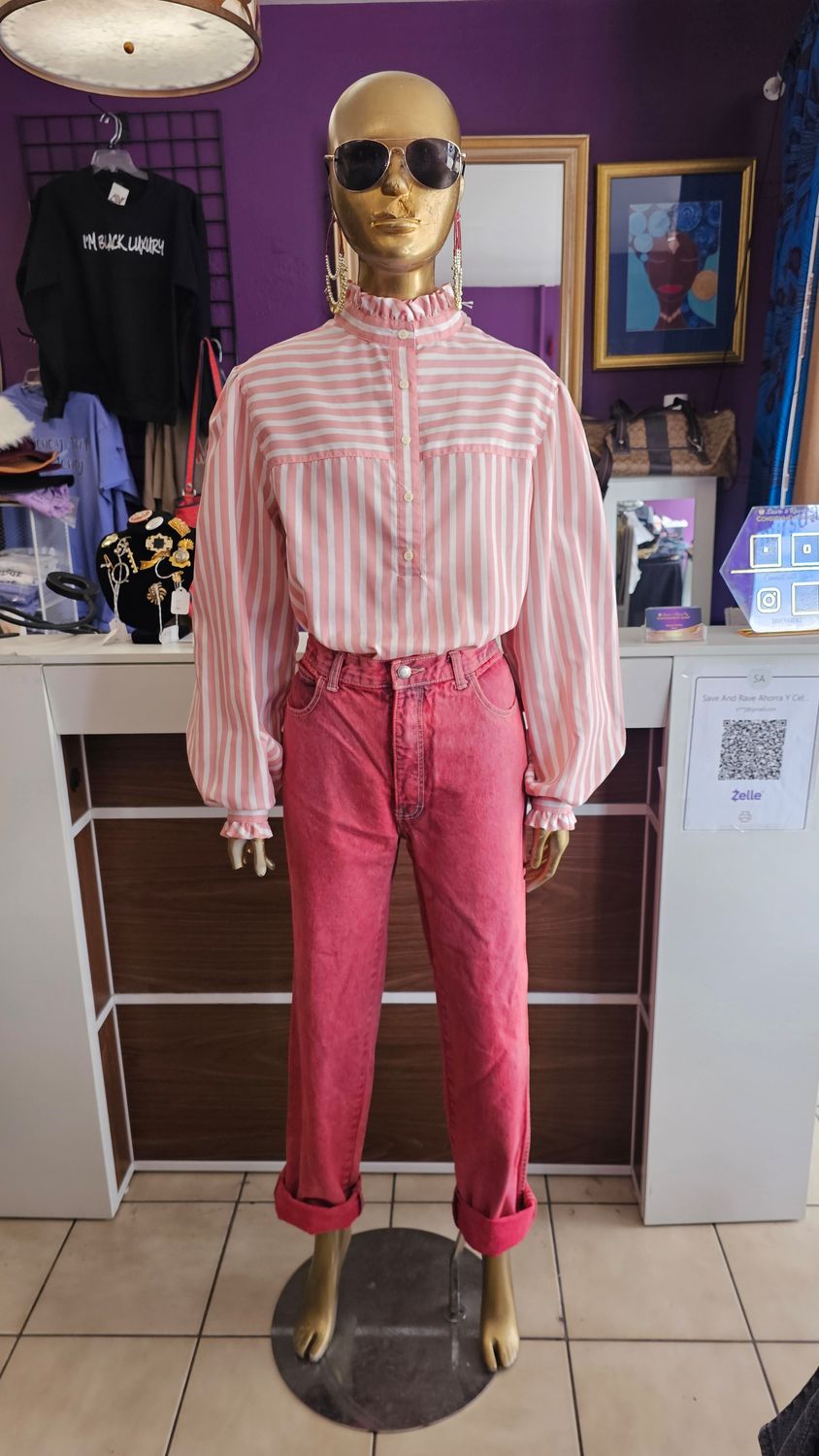 Vintage Ruffle High Neck Blouse