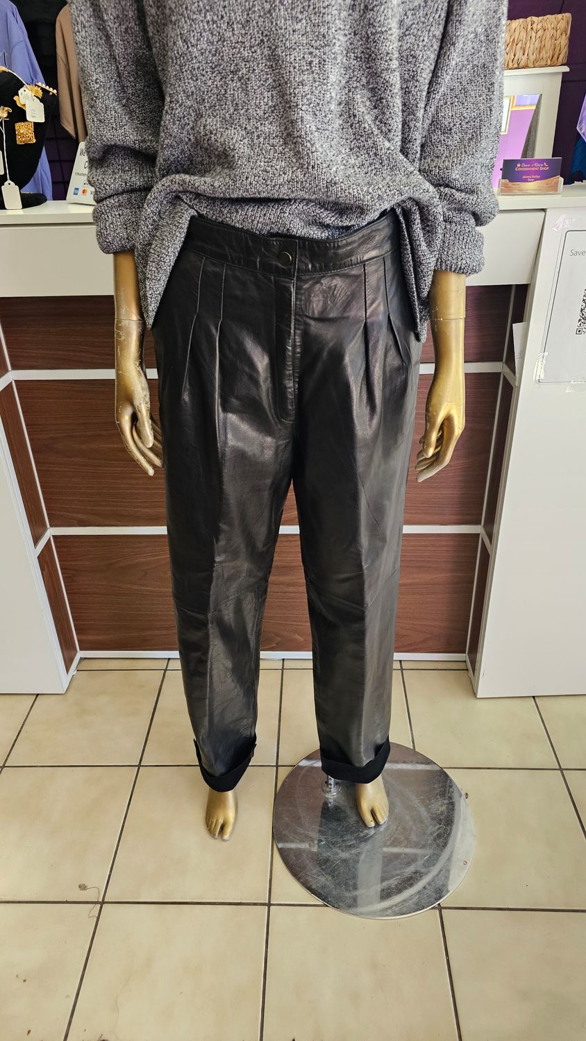Vintage Pleat Front Leather Pants