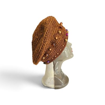 Vintage Daisy B Thompson Embellished  Knit Tam