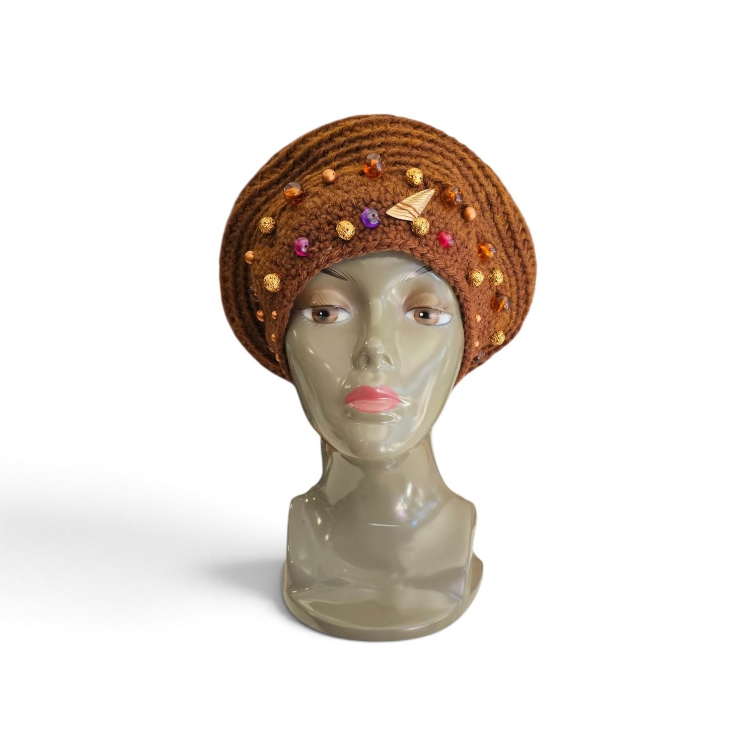 Vintage Daisy B Thompson Embellished  Knit Tam