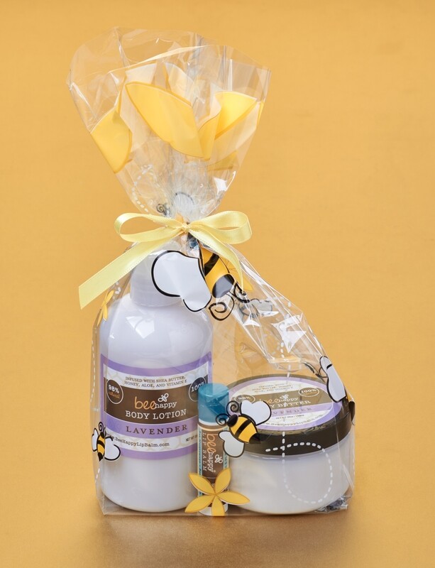 BeeHappy Gift Bag: Lavender (Lotion, Body Butter, Lip Balm)