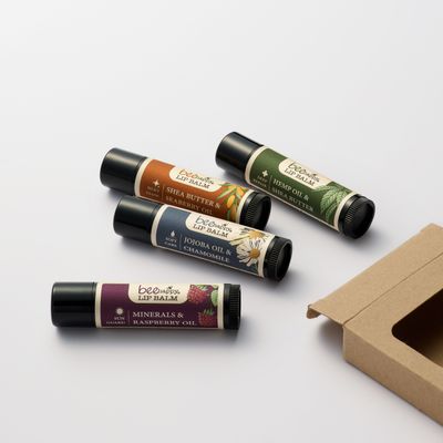 Bee Happy Lip Balm (4 pack) (Soft Care + Deep repair + Silky Glow + Sun Guard natural SPF)