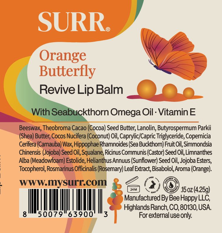 Revive Lip Balm with Sea Buckthorn &amp; Shea Butter. Orange Butterfly