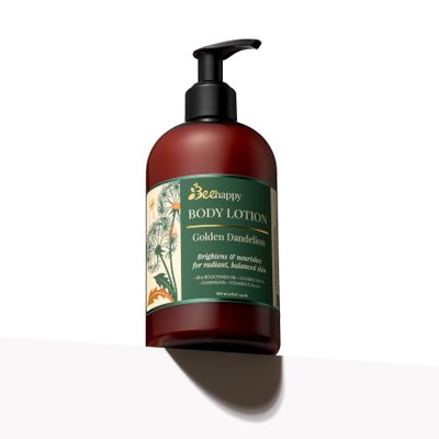 Bee Happy Body Lotion "Golden Dandelion" (12 oz). For Normal to Dry Skin, Radiant Glow