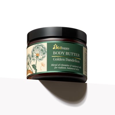Bee Happy Body Butter Golden Dandelion (6 oz), For Normal to Dry Skin, Radiant Glow, Skin Detox.